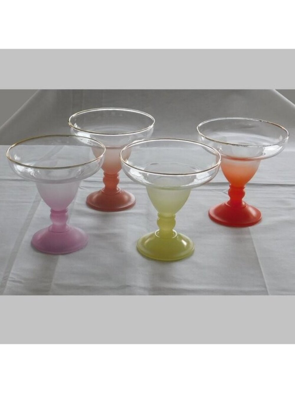 MidCentury 1950s 1960s Blendo WV Set 4 Margarita Glass Red Purple Pink Yellow